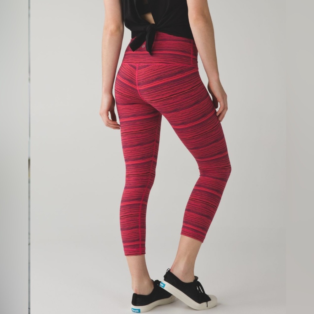 lululemon athletica Wunder Under Crop Cyber Boom Red Striped Active Yoga Legging